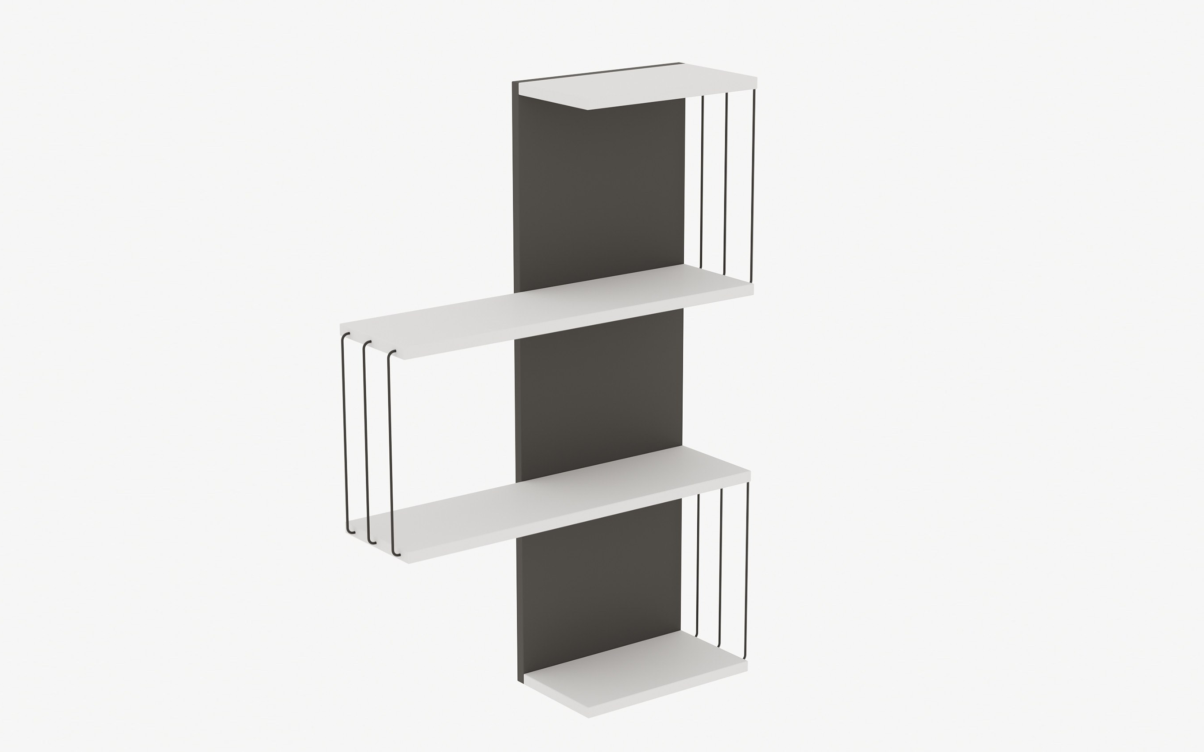 Etajera Bely, alb + antracit  3